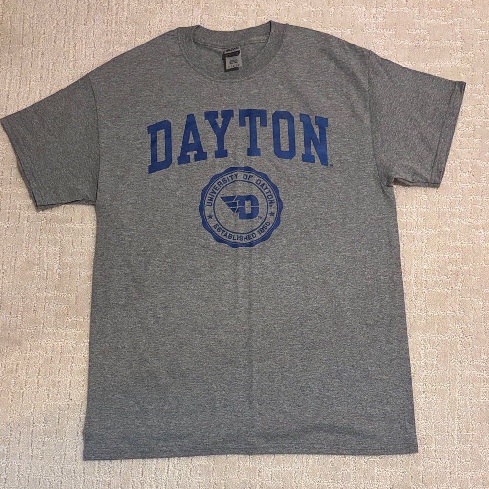 Gildan Gray Dayton T-Shirt with Blue Print
